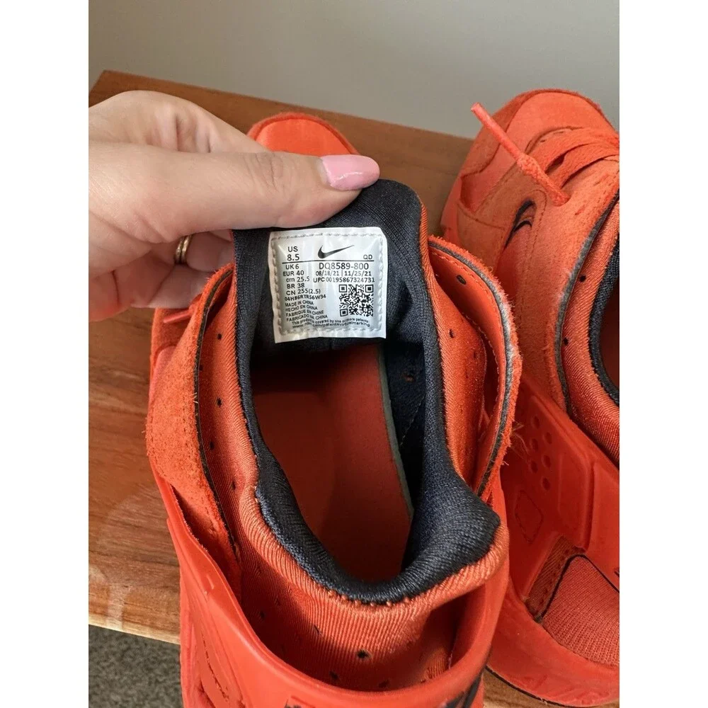 Nike Air Huarache Rush Orange Suede Running Sneakers Womens 8.5 DQ8589-800